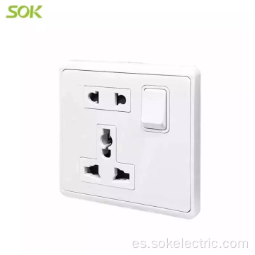 Enchufe de 2 clavijas con interruptor de polo único + tomacorriente universal de 10 A